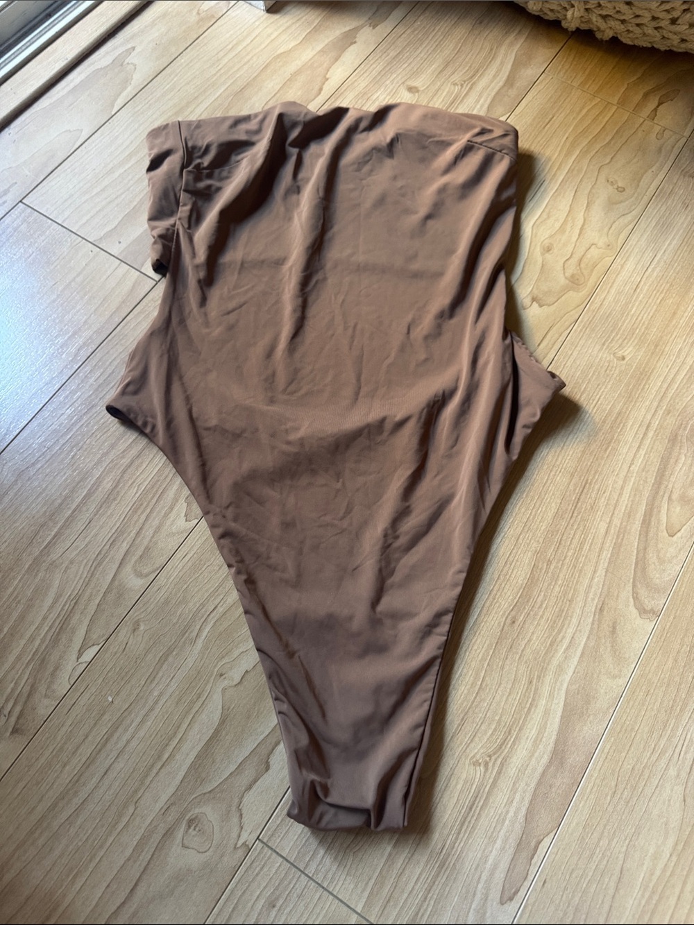 Strapless One-Piece Swimsuit in Warm Brown